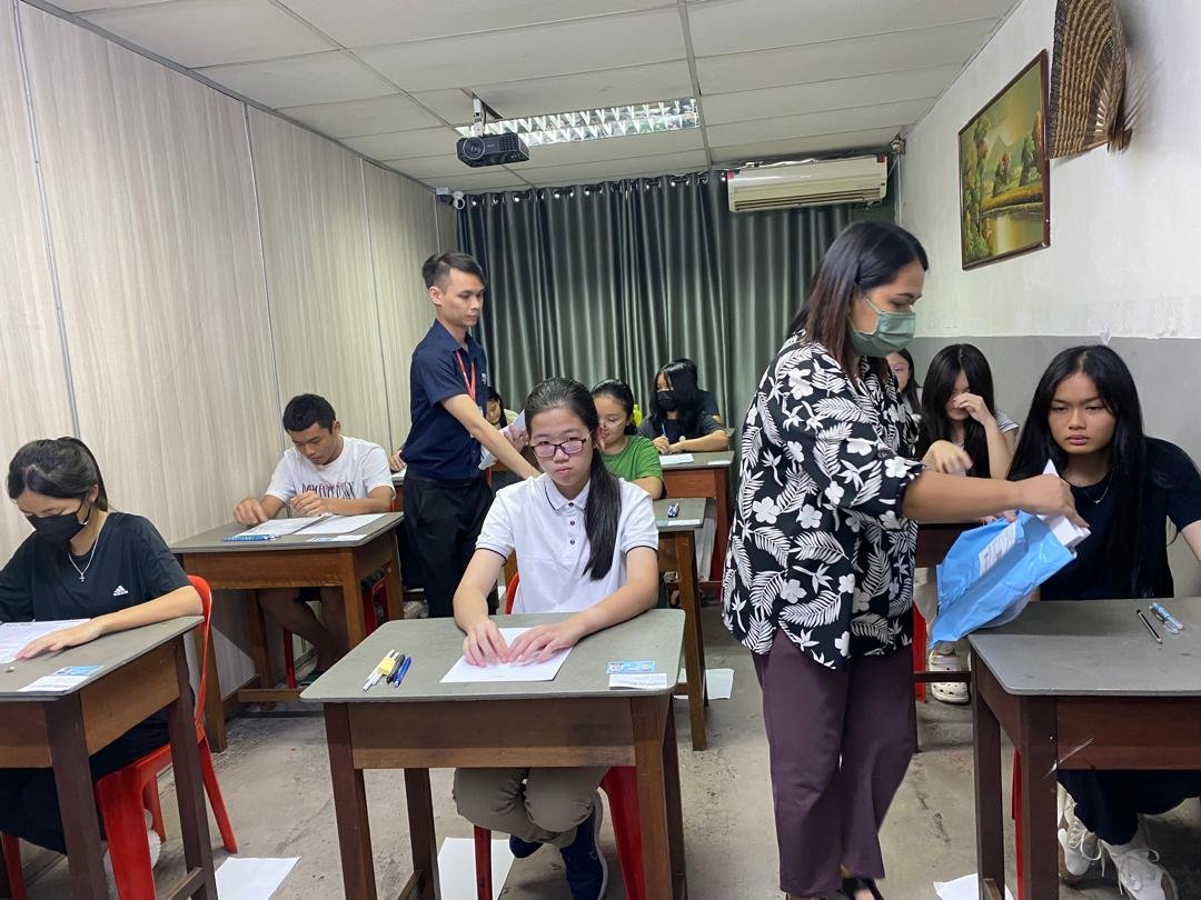 Secondary students attentively learning in classroom