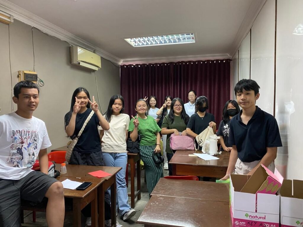 High school student capturing classroom moment