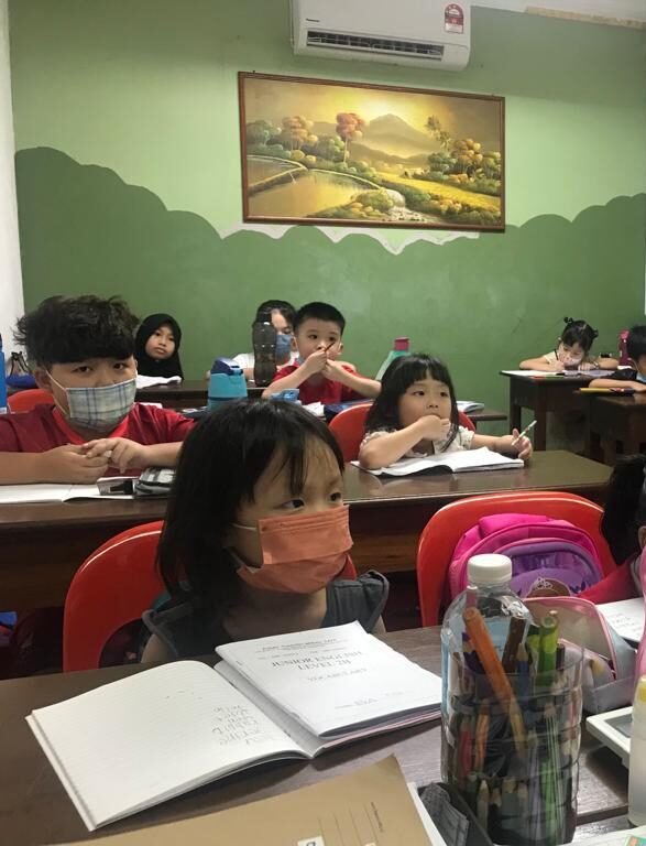 Primary students engaged in learning activities in classroom